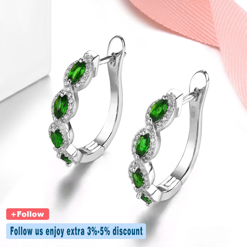 Sterling Silver Chrome Diopside 1.80ct Hoop Earrings for Women