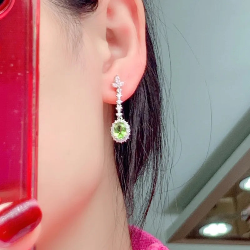 925 Sterling Silver Diopside Earrings for Her