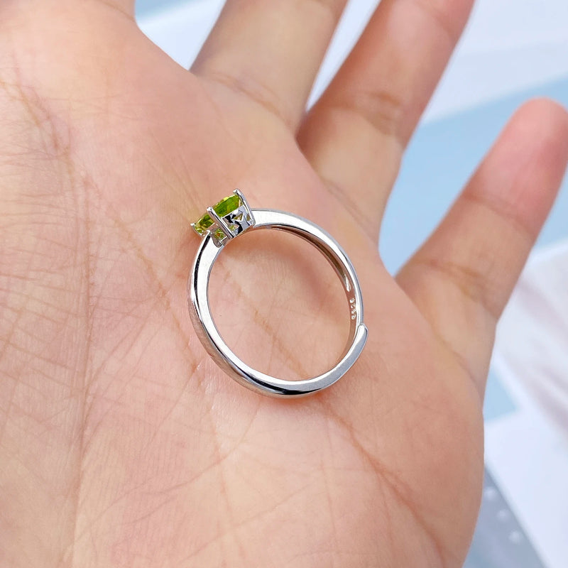 Sterling Silver Peridot Adjustable Ring for Women