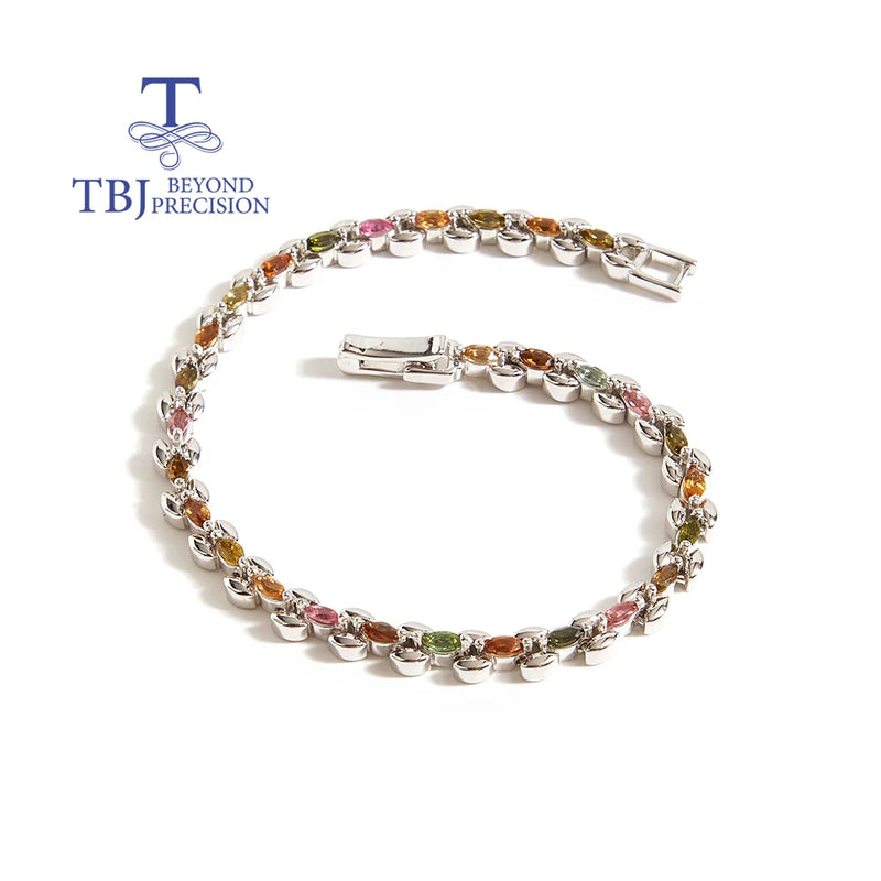 Sterling Silver Natural Tourmaline Bracelet for Women