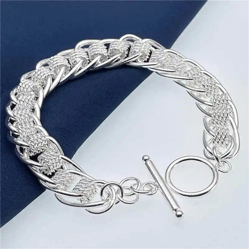 Sterling Silver Round Mesh Bracelet for Women