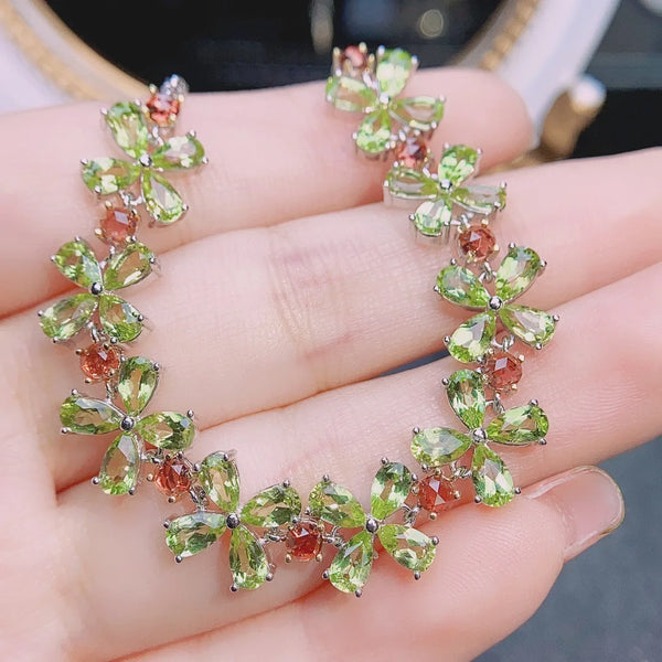 S925 Sterling Silver 3*5mm Olivine Bracelet