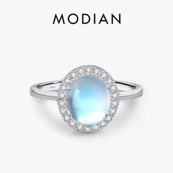 925 Sterling Silver Oval Moonstone Ring for Women