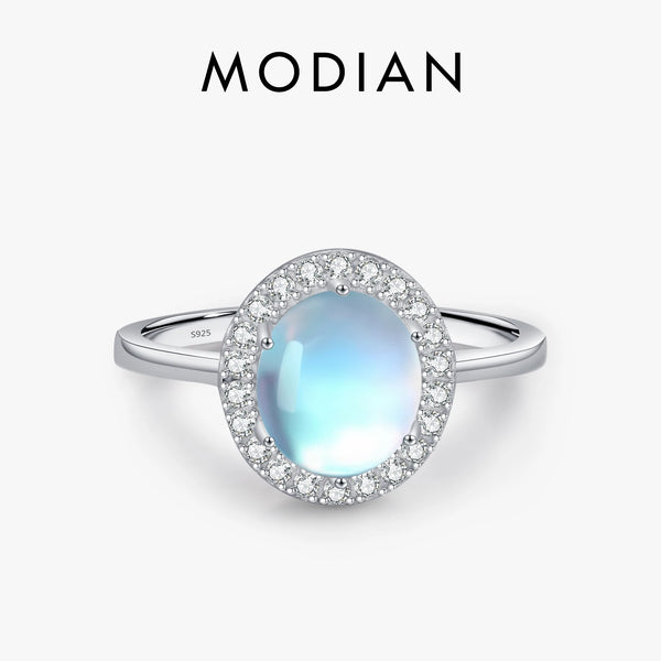 925 Sterling Silver Oval Moonstone Ring for Women