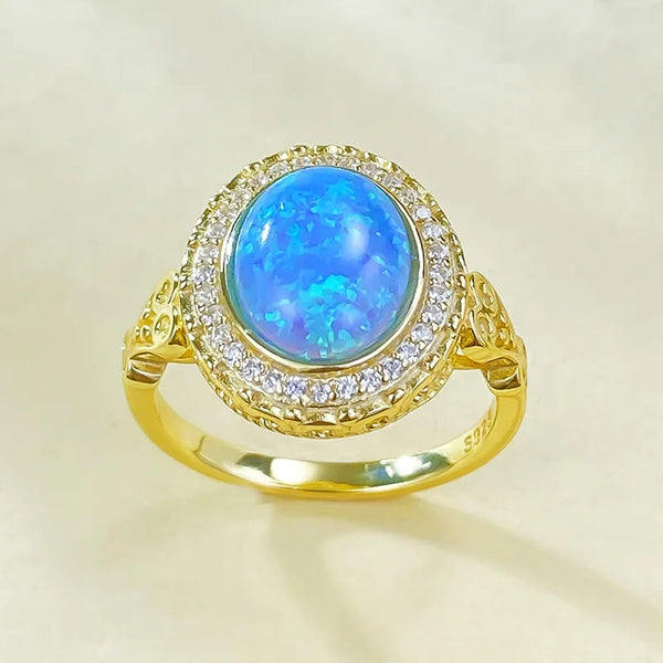 Sterling Silver Blue Opal Wedding Band for Women