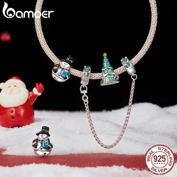 Silver Snowflake Snowman Charm Beads for Bracelet Making.