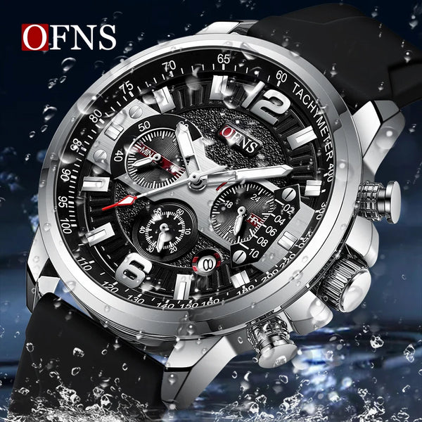 Stainless Steel Classic Multifunction Quartz Automatic Date Chronograph Watch for Men