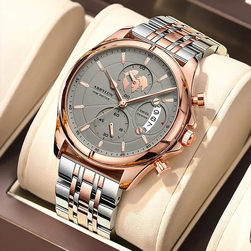 Stainless Steel Quartz Waterproof Watch for Men