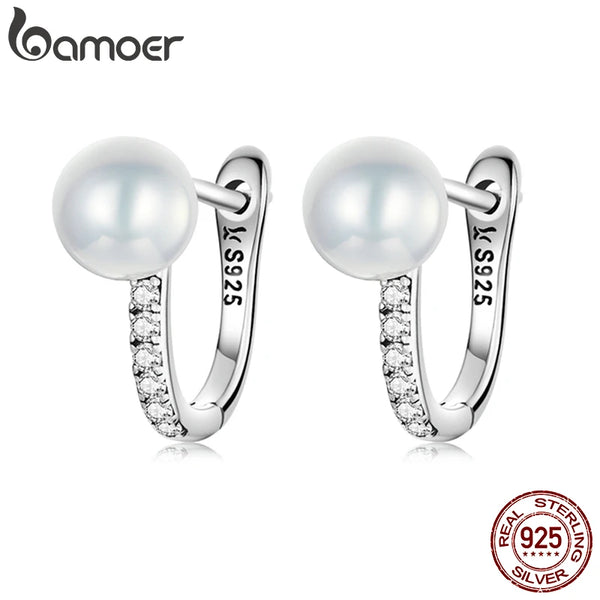 925 Sterling Silver Pearl Crystal Heart Star Stud Earrings for Women