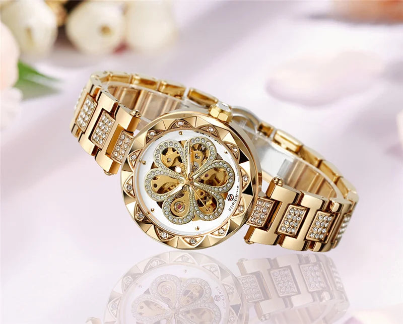 Stainless Steel Flower Swiss-Made Watch for Lady