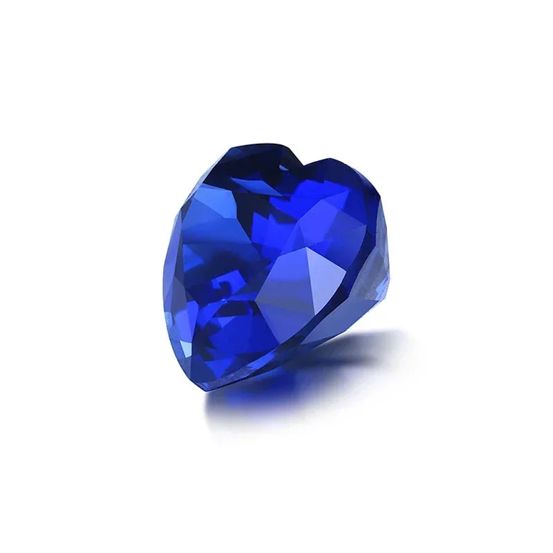 Sterling Silver Lab Grown Heart Cut Sapphire Blue Loose Gemstone for Jewellery Making