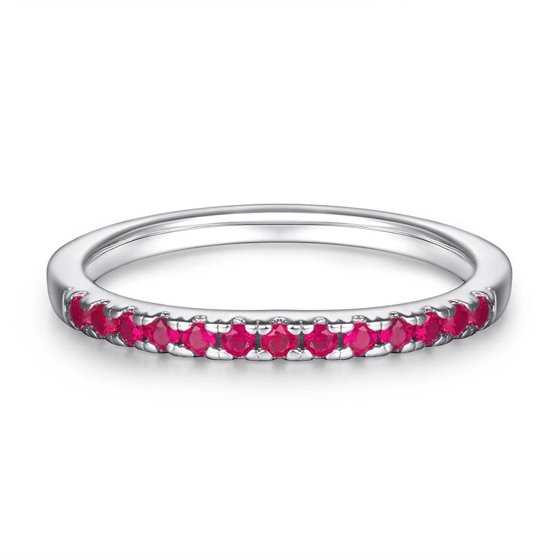 925 Sterling Silver Round Cut Sapphire/Ruby/Pink Moissanite Ring for Women