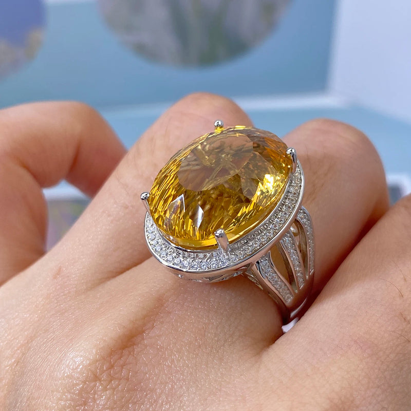 925 Sterling Silver Citrine Ring for Women