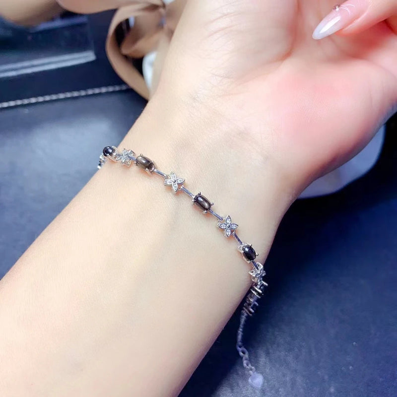 925 Sterling Silver Star Sapphire Bracelet for Women