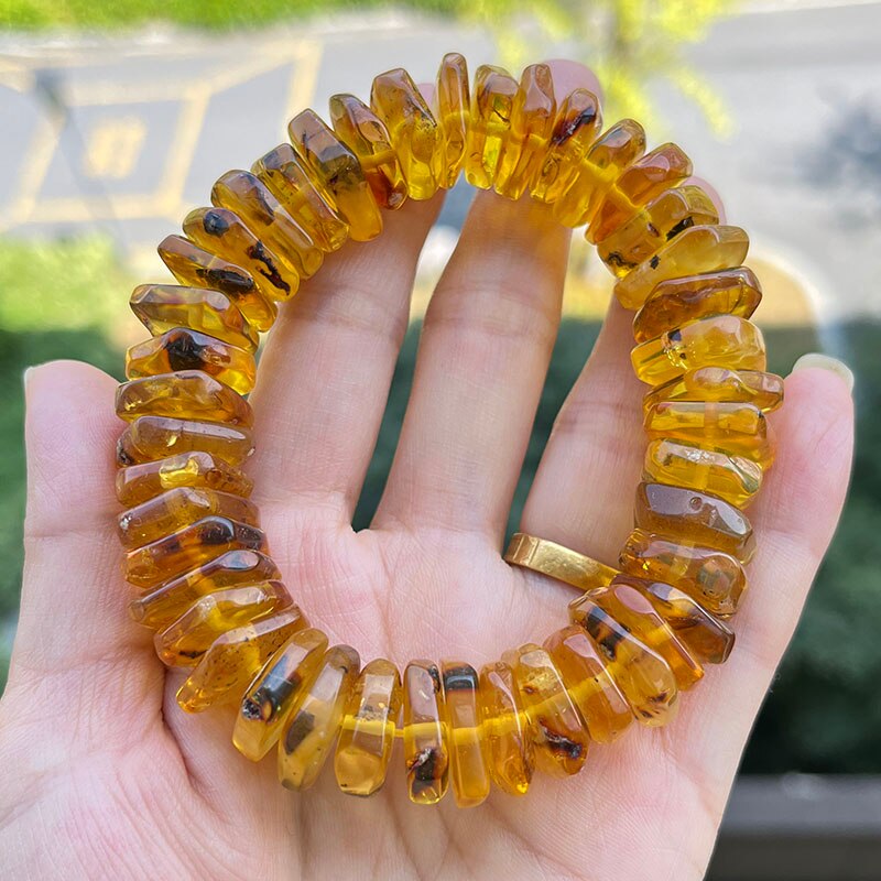 Sterling Silver Natural Amber Bracelet for Unisex