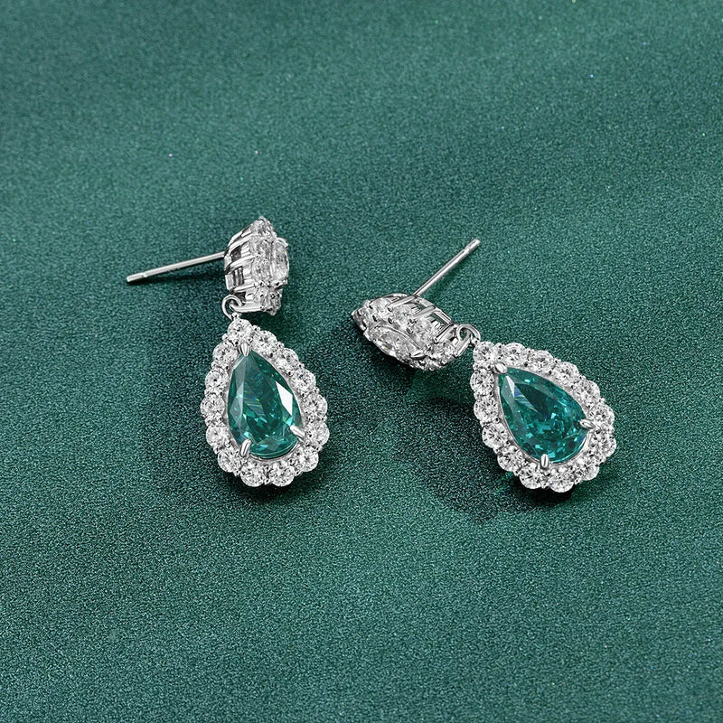 S925 Silver Water Drop Tourmaline Earrings for Women