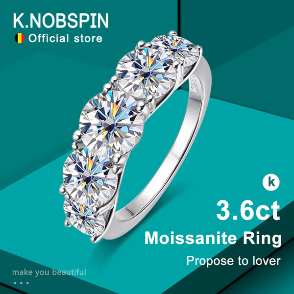 925 Sterling Silver 3.60 CTW Moissanite Ring for Women