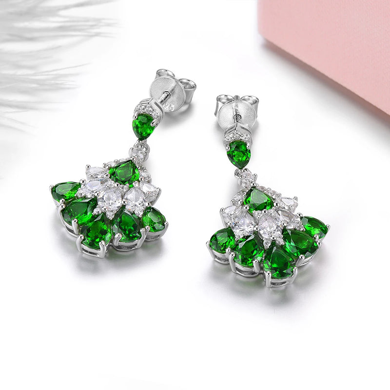 Sterling Silver 5.50 Carat Diopside Earrings for Women