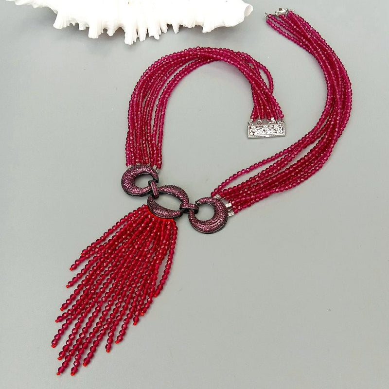 Sterling Silver Red Crystal Festoon Necklace