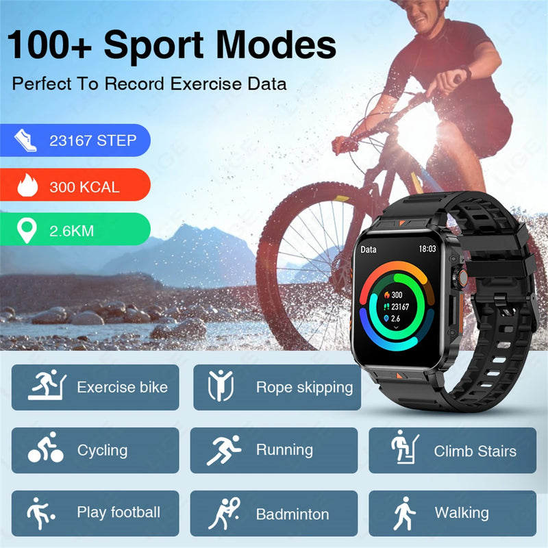 Smartwatch with 1.95 Inch Screen, Health Monitoring, IP68 Waterproof, Suitable for Men and Women