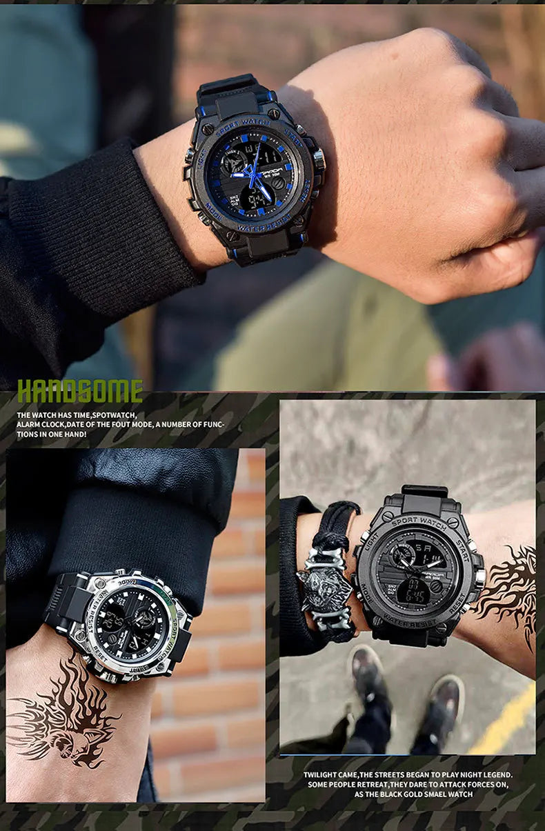 Stainless Steel Fashion Digital Watch with Backlit, Alarm, Stopwatch, and Timer for Men