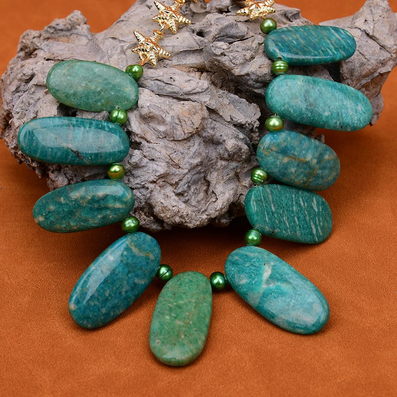 Gold Plated Amazonite Stone Necklace