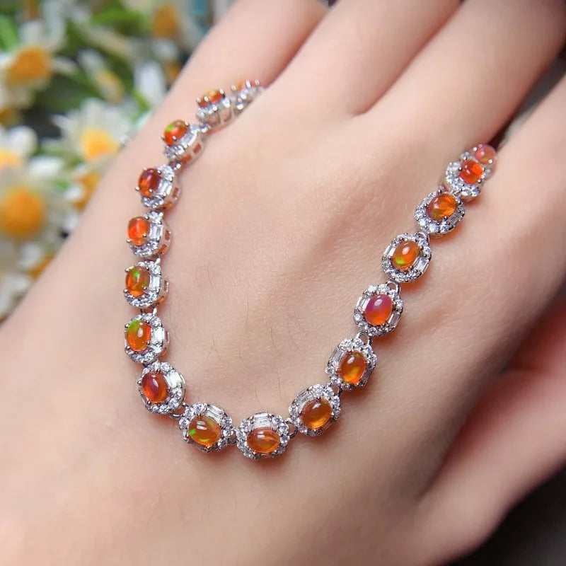 sterling silver fire opal bracelet