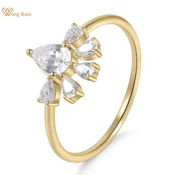 14K Gold Plated Sterling Silver Pear Cut Moissanite Ring for Women