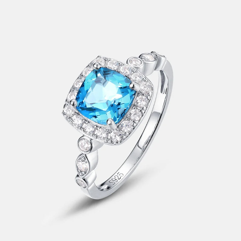 925 Silver Swiss Blue Topaz Rings for Women