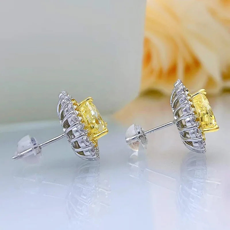 Sterling Silver 0.50ctw Yellow Diamond Heart Earrings for Women