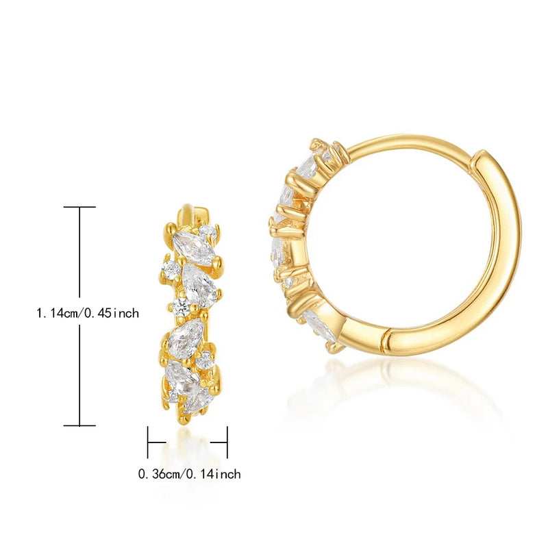 Sterling Silver White Zircon Geometric Hoop Earrings for Women