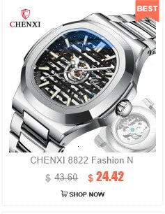 Stainless Steel Leather Strap 3D Quartz Watch for Men