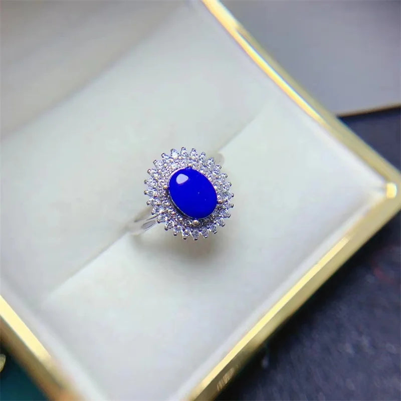 Sterling Silver Lapis Lazuli Wedding Ring for Women