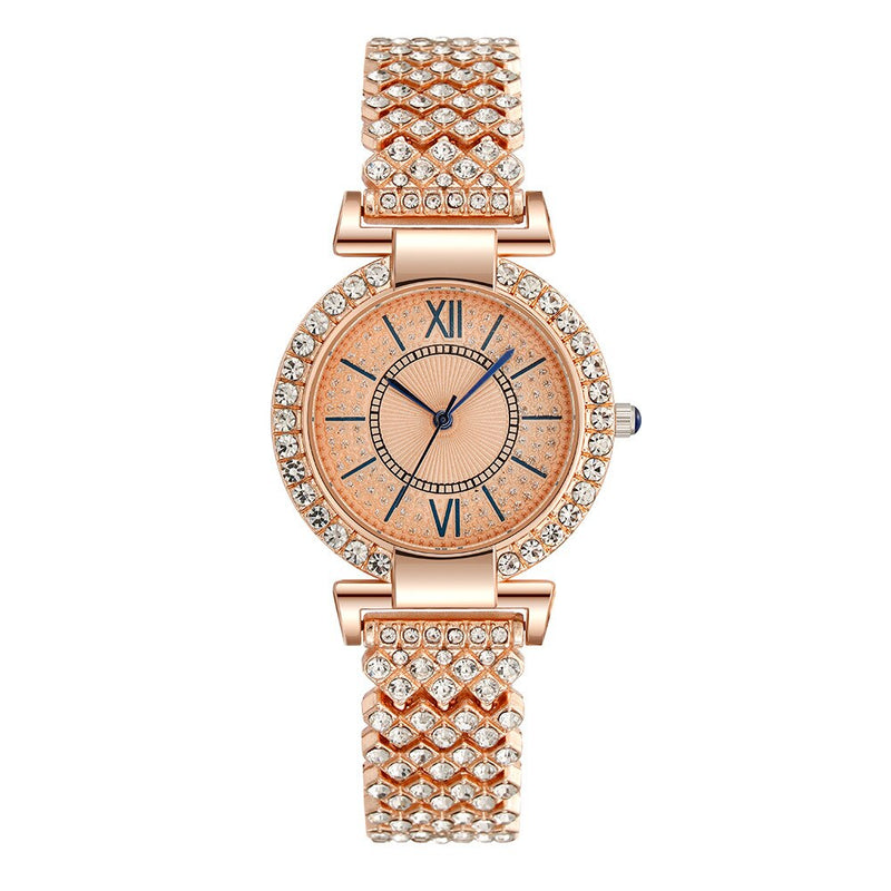 Stainless Steel Full Diamond Bracelet Watch for Women