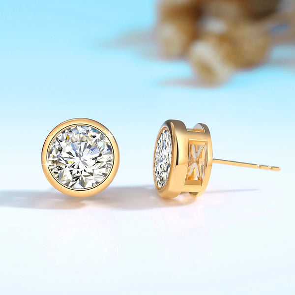 18k Gold 1ct Moissanite Diamond Stud Earrings for Women