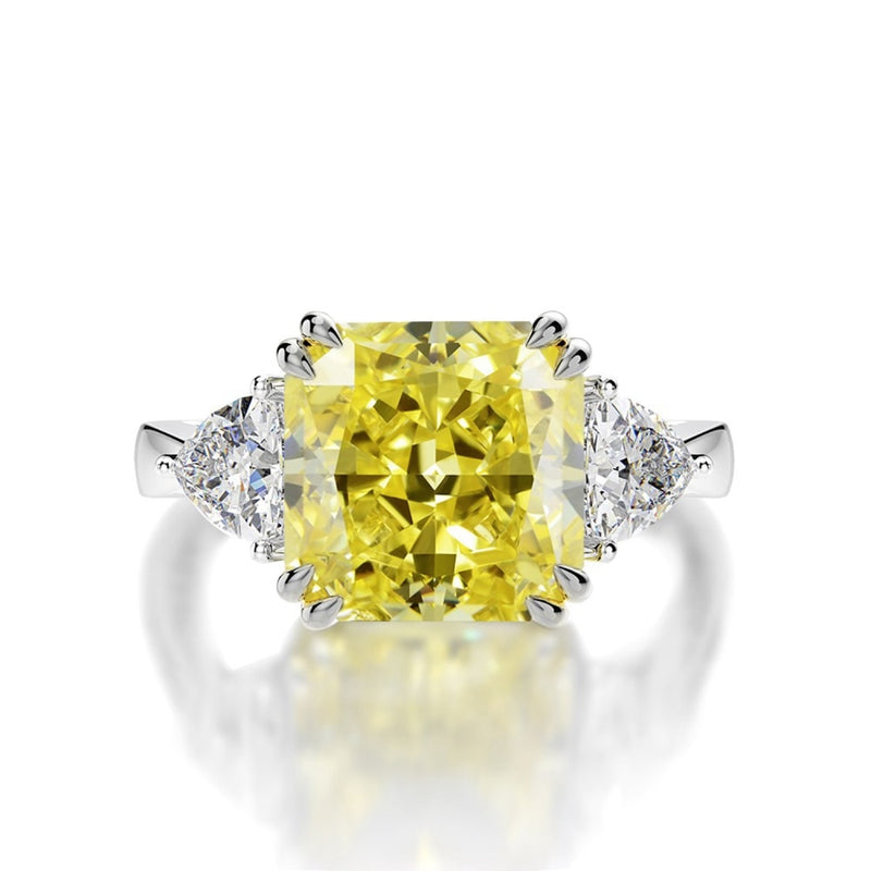 Sterling Silver Crushed Ice Cut Lab Citrine Gemstone Ring for Women