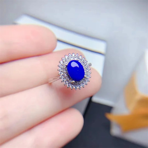 Sterling Silver Lapis Lazuli Wedding Ring for Women