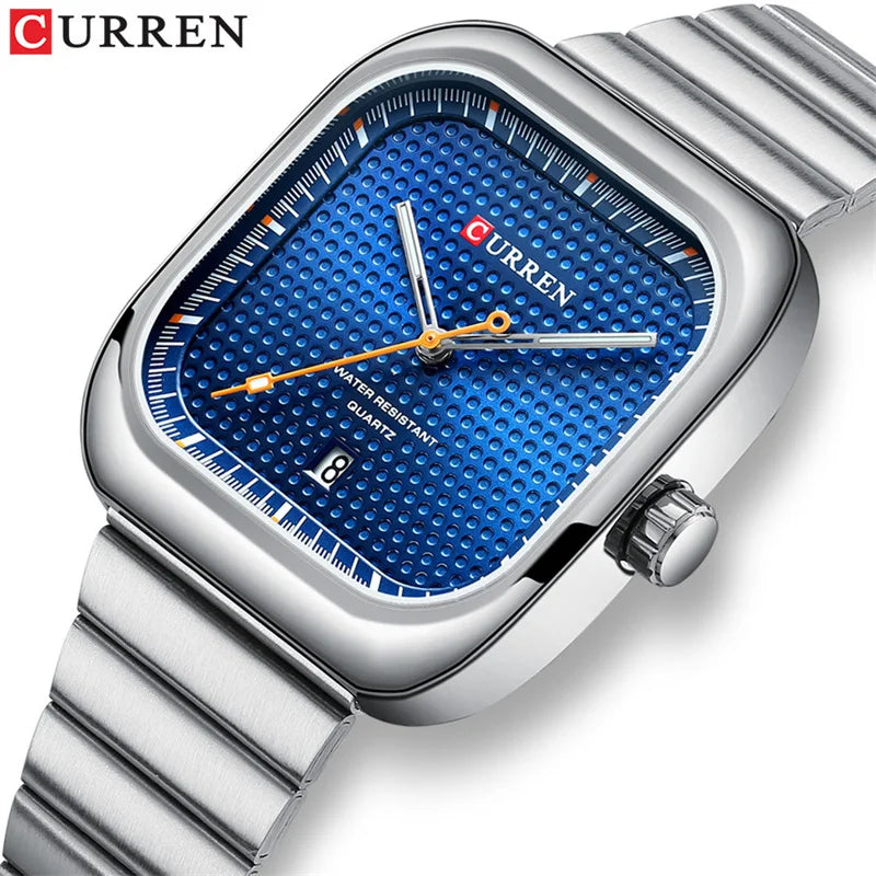 Stainless Steel Square Watch for Men