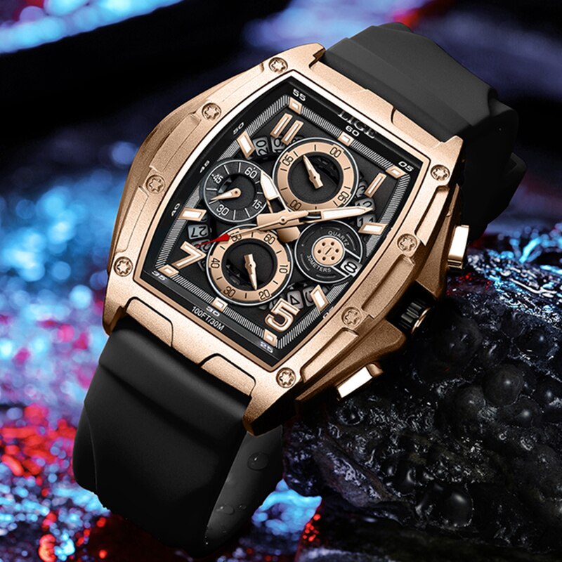 Stainless Steel Silicone Watch with Quartz Movement and Waterproof Function for Men