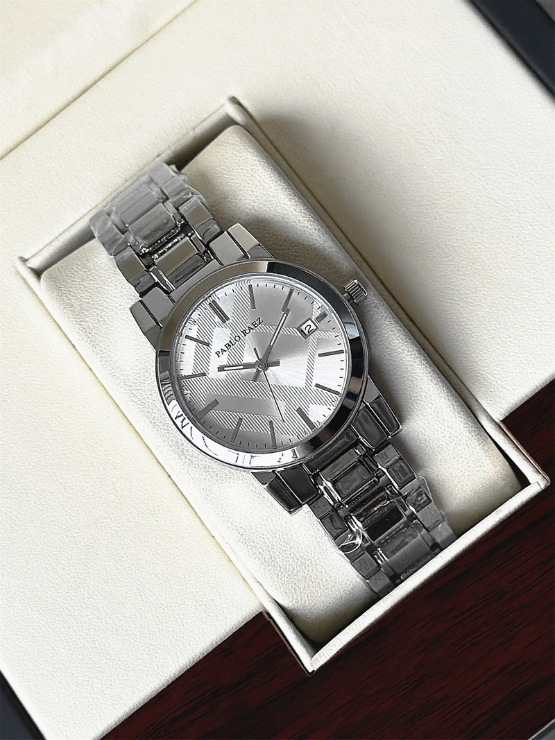 Luxury Waterproof Elegant Silver Steel Wristwatch for Women