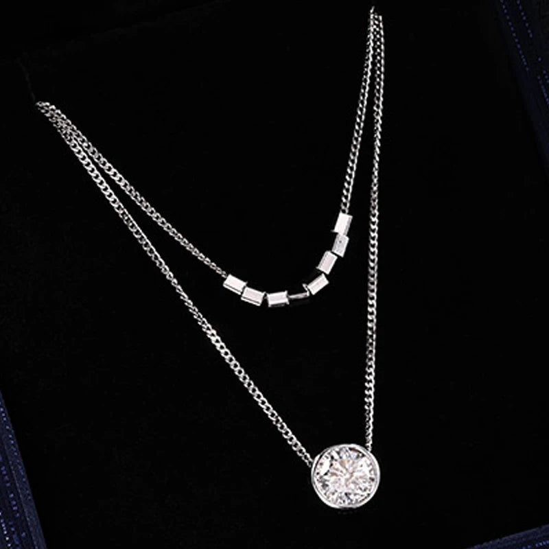 Sterling Silver 6.5mm Moissanite Bubble Necklace for Women