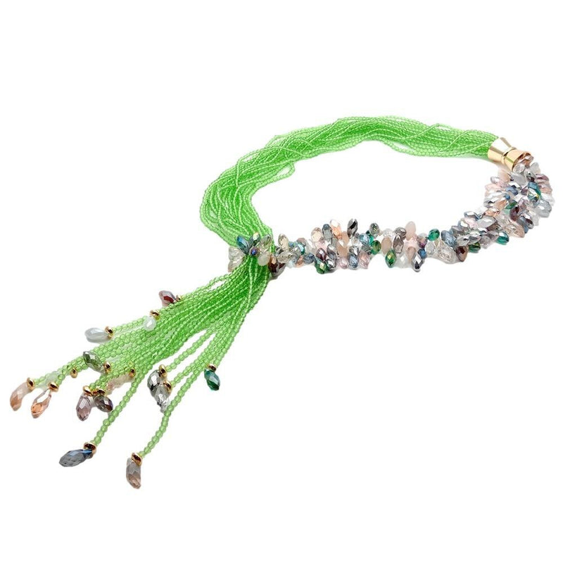 Gold Vermeil Green Crystal Lariat Necklace for Her