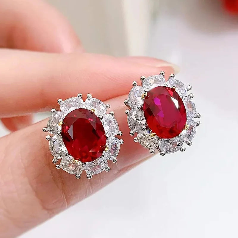 Sterling Silver Ruby Earrings (0.70ctw)