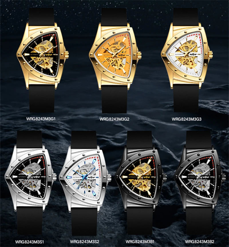 Stainless Steel Transparent Skeleton Wrist Watch for Men