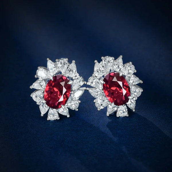 Wong Rain Vintage 100% 925 Sterling Silver 5*7 MM Oval Cut Emerald Sapphire Ruby Gemstone Studs Earrings Fine Jewelry Wholesale