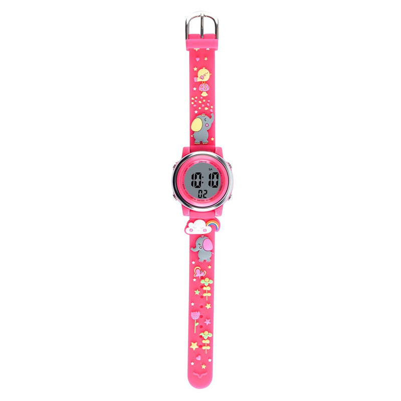 Stainless Steel Cartoon Sports Watch with Alarm and LED Display for Kids