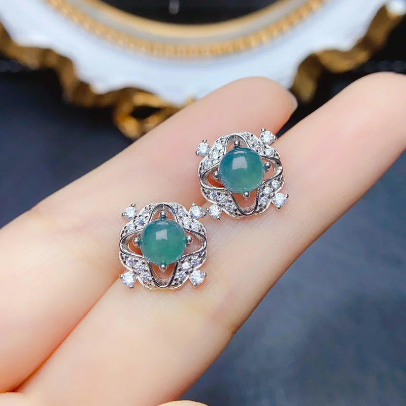 sterling silver 6mm emerald earrings for women