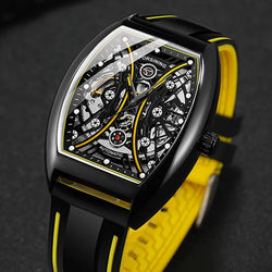 Stainless Steel Skeleton Flywheel Hollow Out Watch for Men