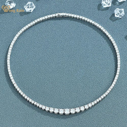 925 Sterling Silver VVS1 3EX D Color Moissanite Real Tennis Chain Necklace for Women