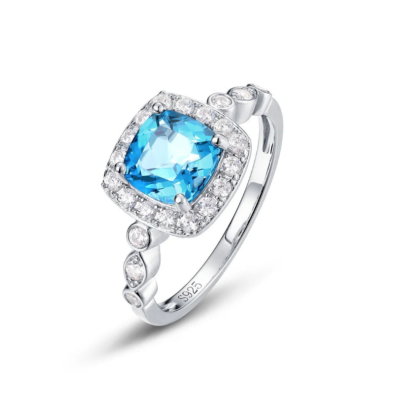 925 Silver Swiss Blue Topaz Rings for Women